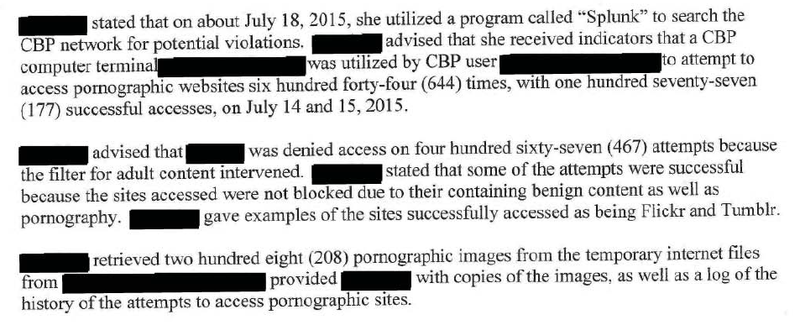 Excerpt from a Department of Homeland Security OIG report involving misuse of government computers